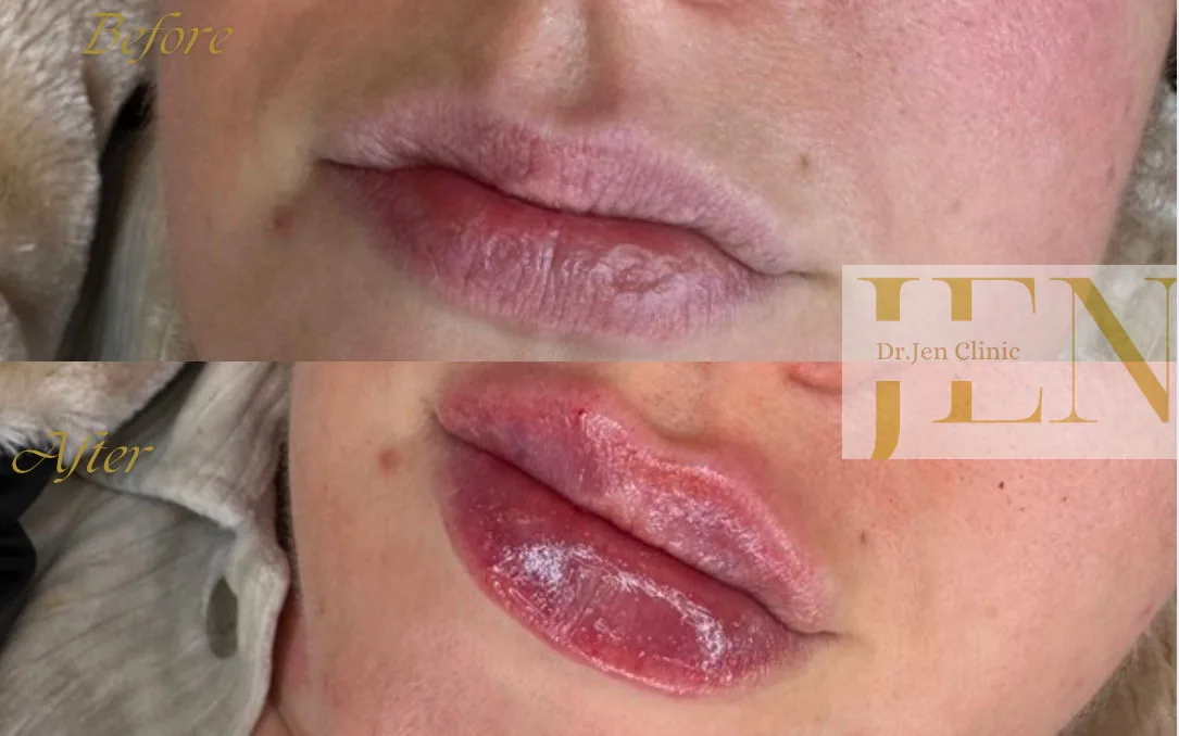 Läppfillers före och efter hos Dr Jen Clinic i Malmö