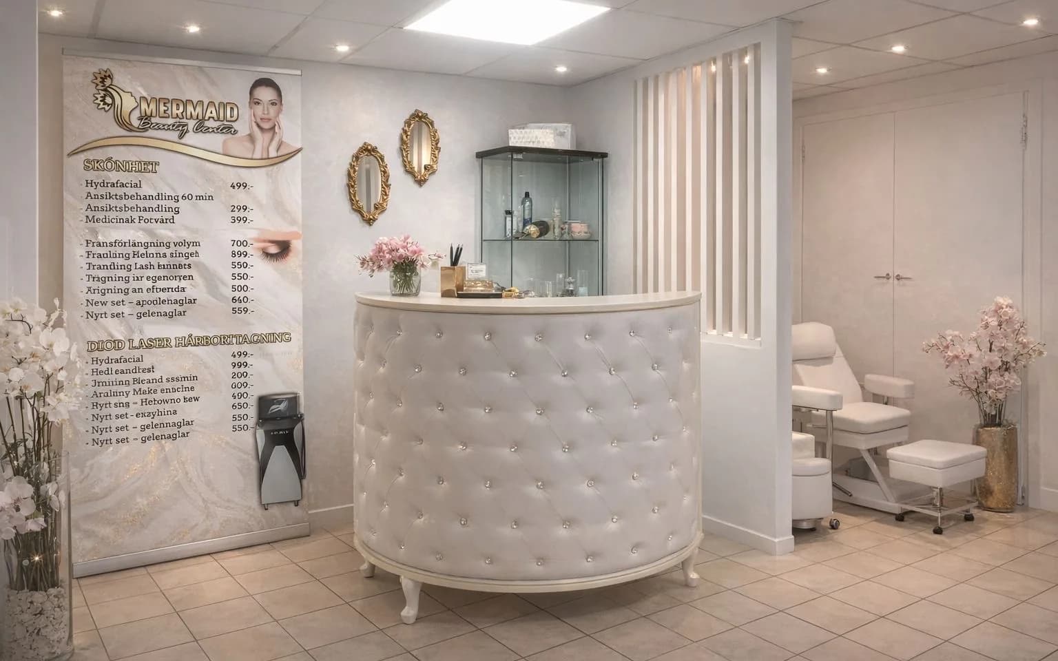 Receptionen hos Mermaid Beauty Center på Södermalm i Stockholm