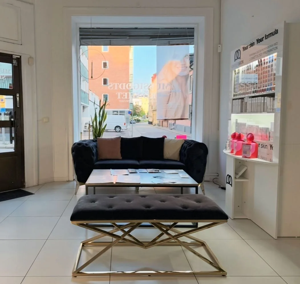 Väntrum och entré hos Mussigodts skönhet på Stora Nygatan i Malmö