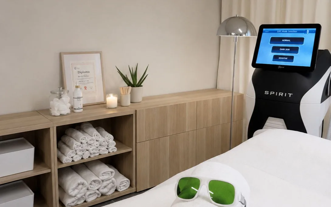 Behandlingsrum med Spirit-laser hos NOV Laserstudio i Göteborg