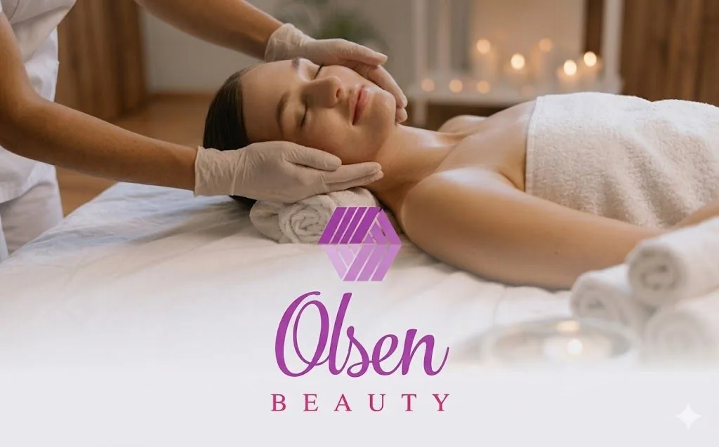 Ansiktsbehandling med Olsen Beautys logotyp