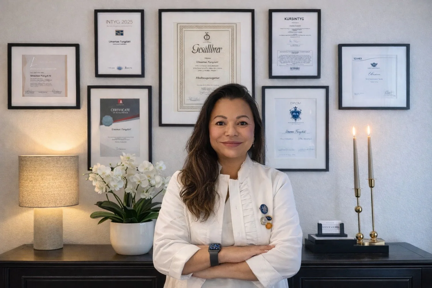 Umamas Fungdahl i behandlingsrummet på Vasa Laserklinik i Stockholm